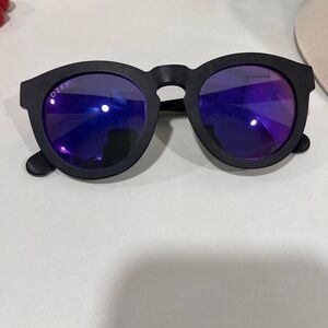 Diff Eyewear Black Sunglasses with Purple Lenses
